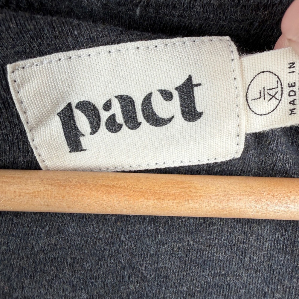 Pact Womens‎ Organic Cotton Cardigan L/XL Gray Open Front Dolman Sleeve Pockets - Picture 7 of 7